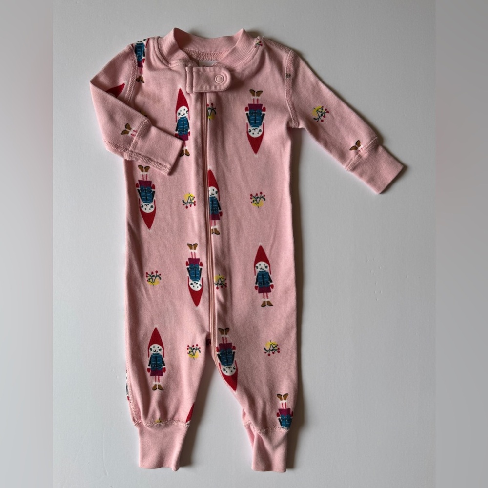Hanna Andersson Pink Cat Print Zippered Onesie 0-3M EUC
